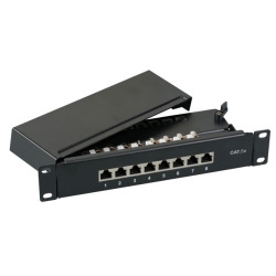 Mini Patchpanel 8xRJ45 Cat.5e, 1HE 10",Wandbefestigung o. Hutschiene,RAL7035 