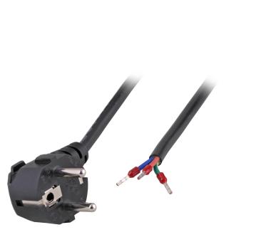 CEE 7/7 90° - Open End AE1.8 m, 3 x 0.75 mm², schwarz 