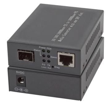 Media Converter 1x100/1000MbitRj45, 1 x Gigabit SFP Port 