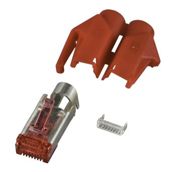 RJ45-Hirose Stecker TM21 rot,1 St., 3 Elemente, Cat.6 