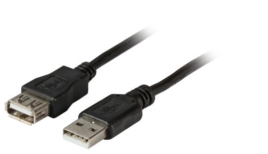 USB2.0 Verlängerungskabel A-ASt-Bu 0,5m schwarz, Premium 