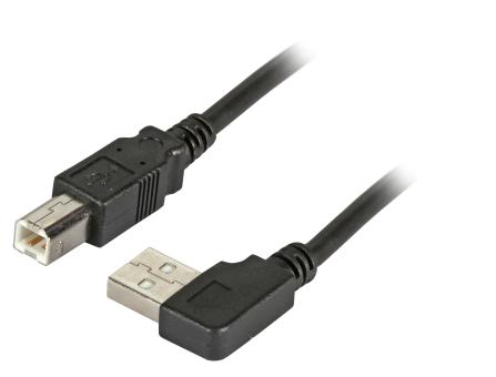 USB2.0 Anschlusskabel A (gewinkelt) - B, St.-St., 1,8m, schwarz, Classic 