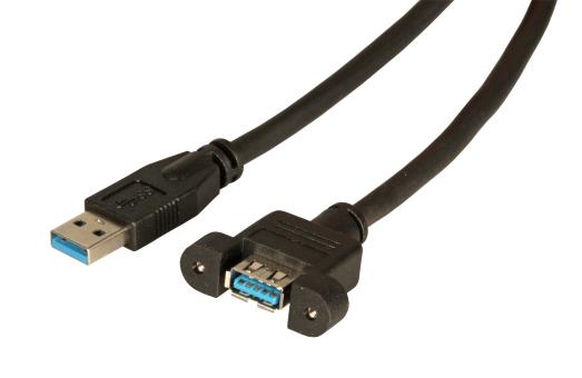 USB3.0 Verlängerungskabel A-ASt.-Einbaubuchse 0,5m schwarz 