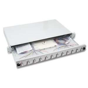 2HE 19"Spleißbox  48/24 mit LCD-Kupplungen SM  | 50/125 OM5 | 24x LCD | ohne