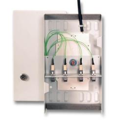 AP Spleißbox LxBxH 150x265x60 mit 6 SC-D SM Kupplungen b, einschl Spleißkassete und 12 xSpleißschutz 