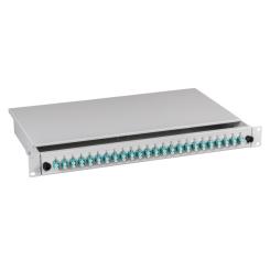 19"Spleißbox  1HE  24 fach mit 24x LC Duplex Kupplungen erikaviolett Multimode  | 50/125 OM4 | 24x LCD | ohne