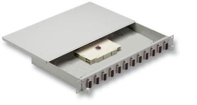 19"Spleißbox  12/12 mit SCD-Kupplungen aqua einschl. 24 Pigtail OM3 19" Fest | OM3 | 12x SCD | 24 xSC