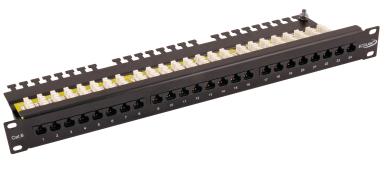 Patchpanel Cat.6UTP 19"/1HE 24xRJ45 schwarz 