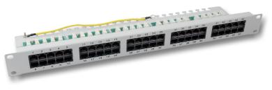Patchpanel 50xRJ45 8/4 1HEISDN, RAL7035, Cat. 3 