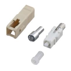 SC-Stecker Simplex Multimode,3 mm, inkl.Crimphülse u. rote Tülle 