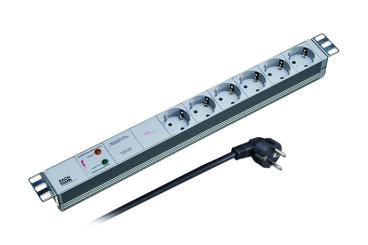 19" Steckdosenleiste 6-fachmit Gerätevollschutz schwarz 