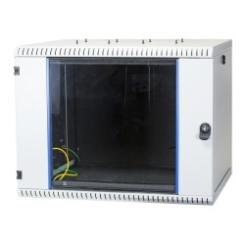 19" Wandgehäuse 12HE, Tiefe 500 mm, schallgedämmtmit Silent-Lüftern, Akustikschaum, RAL7035 