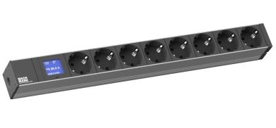 19" 1HE PDU BN500 8xCEE 7/7 mit Leistungmessung(Display), Zuleitung 2 m H05VV-F 3G 1,5 mm² 