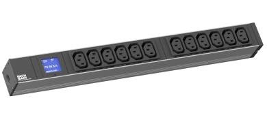 19" 1HE PDU BN500 12 x C13 mit Leistungsmessung(Display), Zuleitung 2 m H05VV-F 3G 1,5 mm² 
