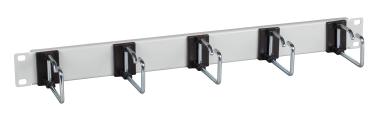 19" 1HE Kabelführungspanel, 5 x Stahlbügel 110 mm,Frontblende RAL7035 
