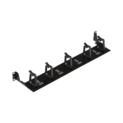 19" 0HE Kabelführungspanel horizontal, RAL9005 , 5 x Kunststoffbügel 