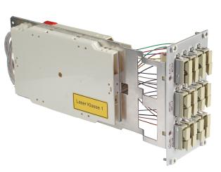 Moduleinschub 14TE, bestückt,12xSCD+24xSC  Pigtails OM3 