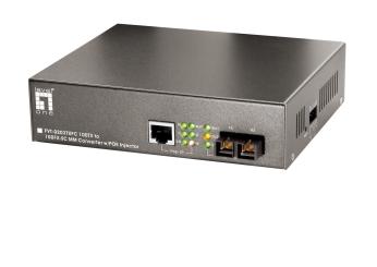Media Konverter + PoE Injektor10/100TX+PoE / 100FX SC MM 2km 