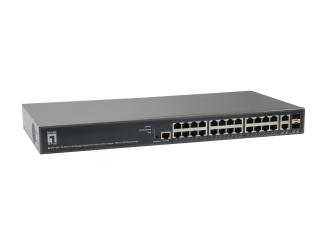 26-Port L3 Lite Managed Gigabit PoE Switch24 PoE-Ausgängen, 185W, 2 xSFP/RJ45 Combo 