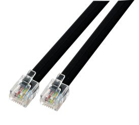 Modularkabel RJ11 (6/4) / RJ11(6/4) 4-fach Flachkabel, 3,0m, schwarz 