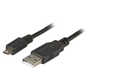 USB2.0 Anschlusskabel A-Micro-B 5pol.,St.-St., 1,0m, schwarz, Premium 