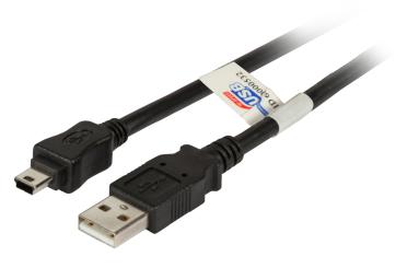 USB2.0 Anschlusskabel A-Mini B (5polig), St.-St., 1,0m, schwarz, Premium 
