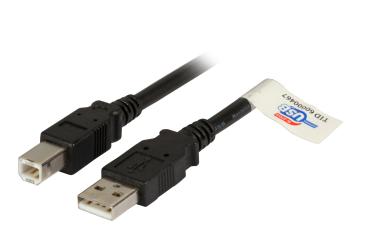USB2.0 Anschlusskabel A-B, St.-St.,5,0m, schwarz, Premium 
