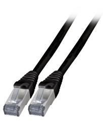 RJ45 Patchkabel S/FTP, Cat.6A, TPE, 1m, sw 