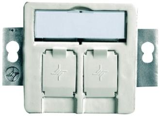 Modul-Aufnahme 50x50 2-fach UP/50 für BR, 45° Auslass, perlweiß, unbestückt 