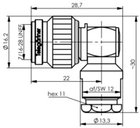 TNC-Kabelwinkelstecker lt/kl., 50 Ohm 